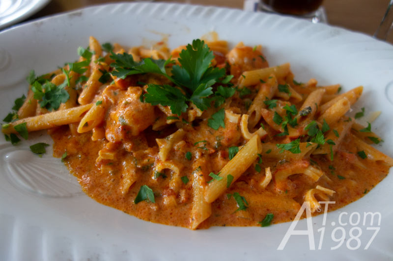 Penette al granchio o reale at Trattoria o sole mio