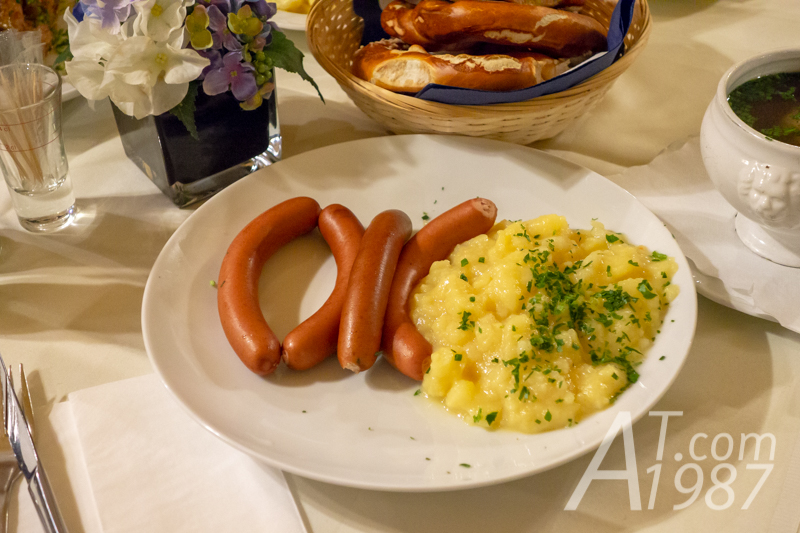 Weiner Sausages with Potato Salad at Augustiner Stammhaus